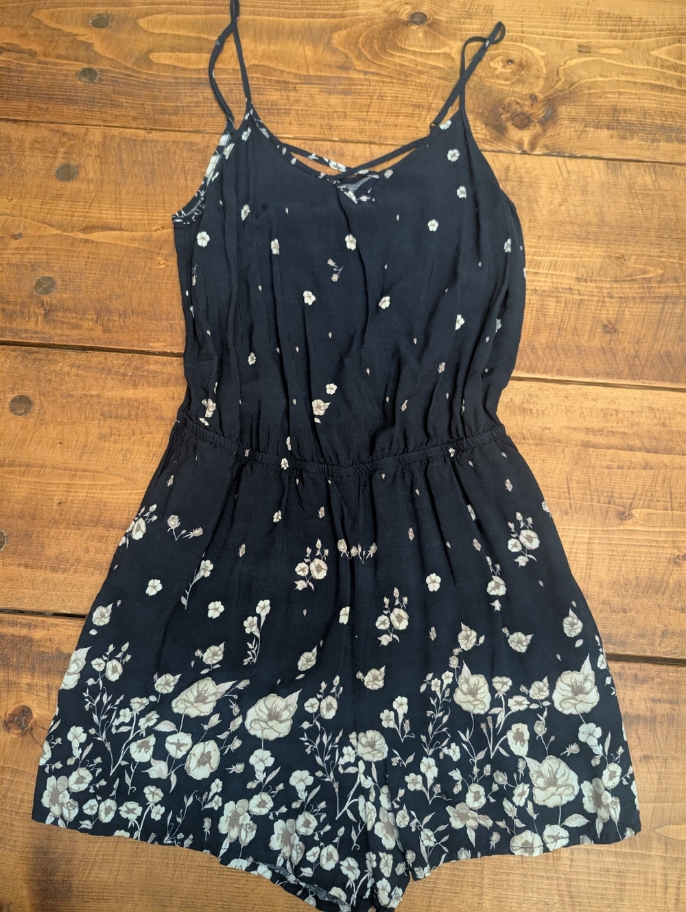 Garage Navy Blue Floral Romper
